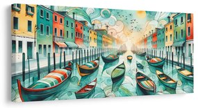 Tablou canal venețian plin de viață și culoare