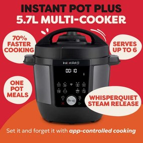 Instant Pot Plus 60 WiFi, 1000W, 5.7 l, 9 programe, control WiFi, ecran LCD, oțel inoxidabil, negru