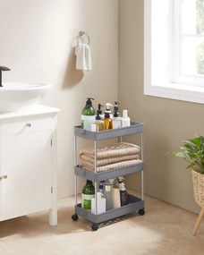 OFERTA Etajera multifunctionala pe roti MOBIX cu 3 cosuri, gri II. calitate