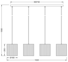 Brilagi - Lustră suspendată pe cablu NORDIC WAVE 4xE27/15W/230V in/negru