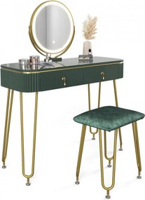 Masuta machiaj cu Oglinda LED si 2 Sertare pentru Cosmetice, Set Masa toaleta 100 cm, masuta cosmetica, vanity - SEV203