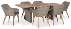 vidaXL Set mobilier de exterior cu perne, 7 piese, poliratan