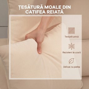 HOMCOM Canapea Extensibilă în Formă de L cu Spațiu de Depozitare și 2 Perne Bej | Aosom Romania