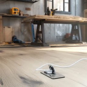 Priză dublă încastrabilă de podea de exterior Brilagi IP55 crom mat dreptunghiular