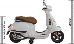 Motocicleta Electrica cu Acumulator Pentru Copii NOVOKIDS™ Vespa Classic Scooter, Pornire la cheie, Lungime 102 cm, 3-8 ani, Max 30 kg, Alb