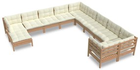 3097058 vidaXL Set mobilier relaxare grădină perne 11piese lemn pin maro miere