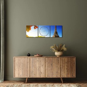 Tablou - toamna la Paris (cu ceas) (90x30 cm)