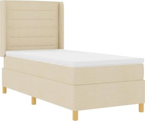 vidaXL Pat cu arcuri cu saltea cu headboard Crem 90 x 190 cm țesătură