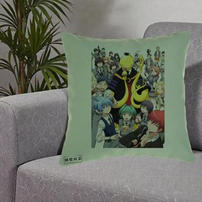 Perna Personalizata Assassination Classroom Grup Complet Anime, 40x40 cm, Verde, Husa Detasabila, Perna Inclusa, BEKZ®