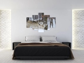 Tablou - Lupii în timpul iernii (150x105 cm)