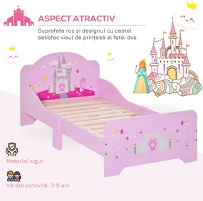 HOMCOM Pat Copii Design Sigur cu Margini Rotunjite și Sine Laterale, 3-6 Ani, 143x73x60cm | Aosom Romania