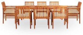 278900 vidaXL Set mobilier de exterior cu perne 9 piese lemn masiv de acacia