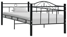 vidaXL Cadru pat de zi, negru, 90x200 cm, metal
