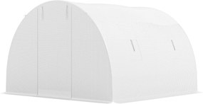 Outsunny Seră de grădină tunel 9 m² 4 ferestre, ușă rulou cu fermoar cadru oțel galvanizat, prelată PE 3 x 3 x 2 m alb | Aosom Romania