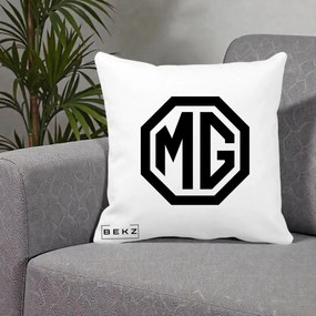 Perna Personalizata cu emblema MG, 40x40 cm, Alba Mata, Husa Detasabila, Perna Inclusa, BEKZ®