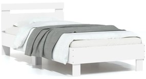 838561 vidaXL Cadru de pat cu tăblie, alb, 90x190 cm, lemn prelucrat