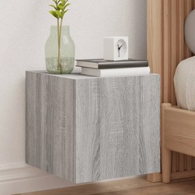 vidaXL Comodă TV de perete cu lumini LED, gri sonoma, 30,5x35x30 cm