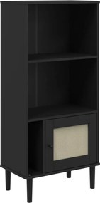 vidaXL Bibliotecă SENJA aspect ratan negru 60x35x130 cm lemn masiv pin