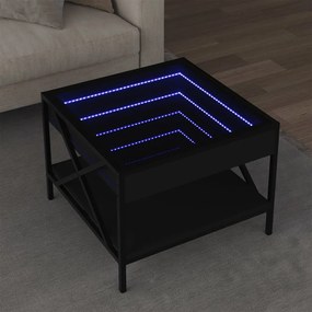 vidaXL Măsuță de cafea cu LED infinity, negru, 50x50x38 cm