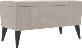 Bancheta Tapitata Mera, cu spatiu depozitare, Gri, Stofa, 80 x 37 x 42 cm