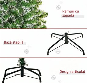 HOMCOM Brad Artificial de Crăciun cu 416 Crengi, Brad de Crăciun din PET cu Bază Metalică, Ø75x150 cm, Verde | Aosom Romania