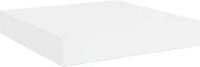 vidaXL Raft de perete suspendat, alb extralucios, 23x23,5x3,8 cm, MDF