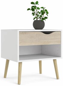 Tvilum Noptiera alba cu decor de stejar sonoma OSLO 75394