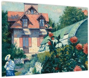 Tablou pe sticlă - Gustave Caillebotte, Dahlias, Garden at Petit Gennevilliers, reproducere (70x50 cm)