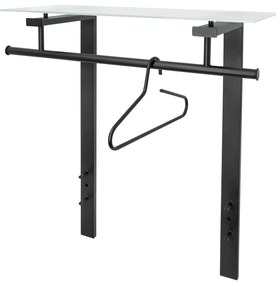 Cuier de perete negru cu raft din metal 80 cm Dutch – Spinder Design