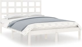 vidaXL Cadru de pat mic dublu, alb, 120x190 cm, lemn masiv