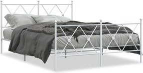 vidaXL Cadru de pat metalic cu tăblie de cap/picioare, alb, 137x190 cm