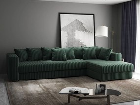 Colțar extensibil dumonde cu ladă de depozitare si sezut confortabil din spuma high-density, Gloria Ambience Green II 320x183 cm