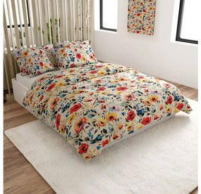 Lenjerie de pat creponata FLOREEN crem Dimensiune lenjerie de pat: 70 x 90 cm | 140 x 200 cm