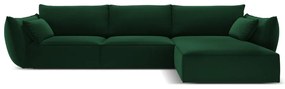 Colțar verde închis cu tapițerie din catifea (cu colț pe partea dreaptă, cu șezlong) Vanda – Mazzini Sofas