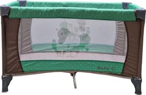 Patut Pliabil si Tarc copii Baby Care™ PRO FMG, 120X60 cm, 2 Niveluri de inaltime, Cu geanta transport inclusa, Plasa insecte, Maron cu Verde