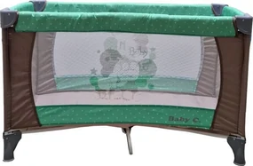 Patut Pliabil si Tarc copii Baby Care™ PRO FMG, 120X60 cm, 2 Niveluri de inaltime, Cu geanta transport inclusa, Plasa insecte, Maron cu Verde