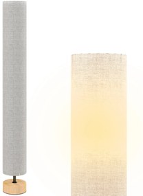 HOMCOM Lampadare de podea pentru living cu abajur din in, comutator de picior, 2 x dulie E27, 120 cm, gri | Aosom Romania