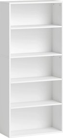 HOMCOM Bibliotecă cu 5 Niveluri și Rafturi Ajustabile, 60x24x133,5 cm, Alb | Aosom Romania