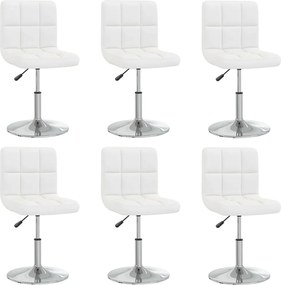 vidaXL Scaune de bucătărie, 6 buc., alb, piele ecologică