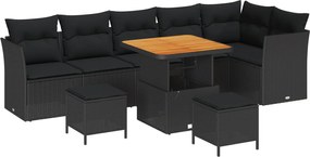 vidaXL Set de canapele pentru grădină 9 pcs Negru poliratan