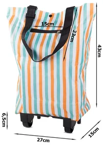 Geanta pe roti STRIPES 49,5x27 cm, alba cu dungi