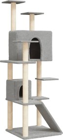 vidaXL Ansamblu de pisici, stâlpi din funie sisal, gri deschis, 153 cm