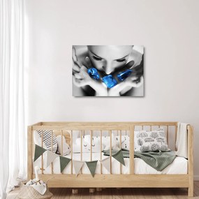 Tablou pe sticlă cu portretul femeii cu pietre (70x50 cm)