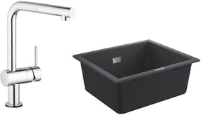 Set baterie bucătărie Grohe Minta 31360001, chiuvetă din granit Grohe K700 31654AP0