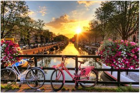 Tablou - Răsărit de soare la Amsterdam (90x60 cm)