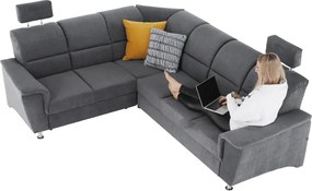 Colţar extensibil, material textil gri, model stânga, SANTIAGO