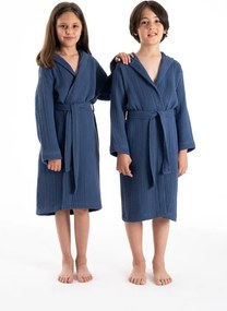 Halat pentru copii albastru închis pentru 5-6 ani din muselină Muslin – Foutastic