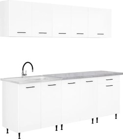 Dulap de bucătărie Primo 220 alb cu blat cromix