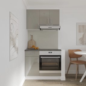 Set haaus V1, Gri Lucios/Alb, MDF, Blat Thermo 28 mm, L 100 cm
