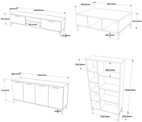 Set de mobilier pentru living RL6-AA, Pin atlantinc- Antracit